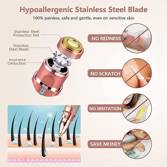 2-in-1 Electric Facial Hair Remover for Women – Eyebrows, Upper Lips & Nose Hair