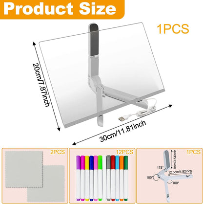3D LED Light Glass Acrylic Writing pad