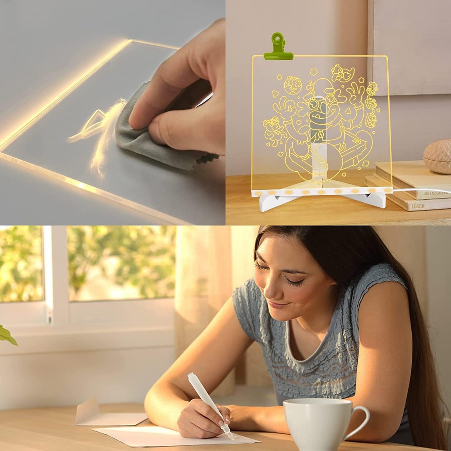 3D LED Light Glass Acrylic Writing pad