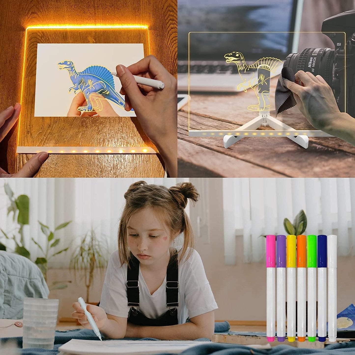 3D LED Light Glass Acrylic Writing pad