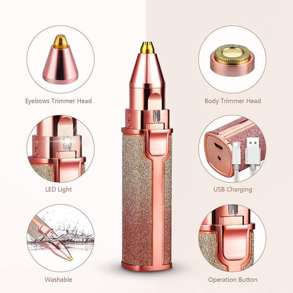 2-in-1 Electric Facial Hair Remover for Women – Eyebrows, Upper Lips & Nose Hair