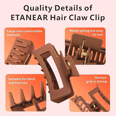 Unbreakable Flexible Hair Claw Clip for Women (Combo of 2)